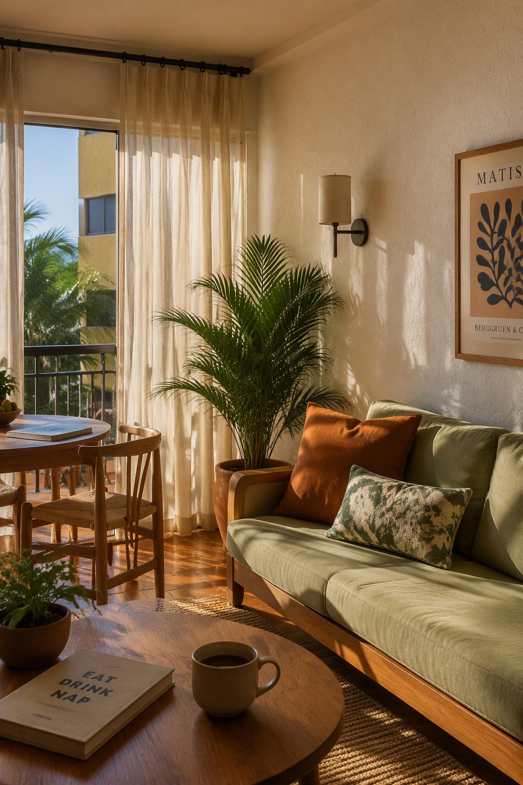 Sunlit residence interior with plants