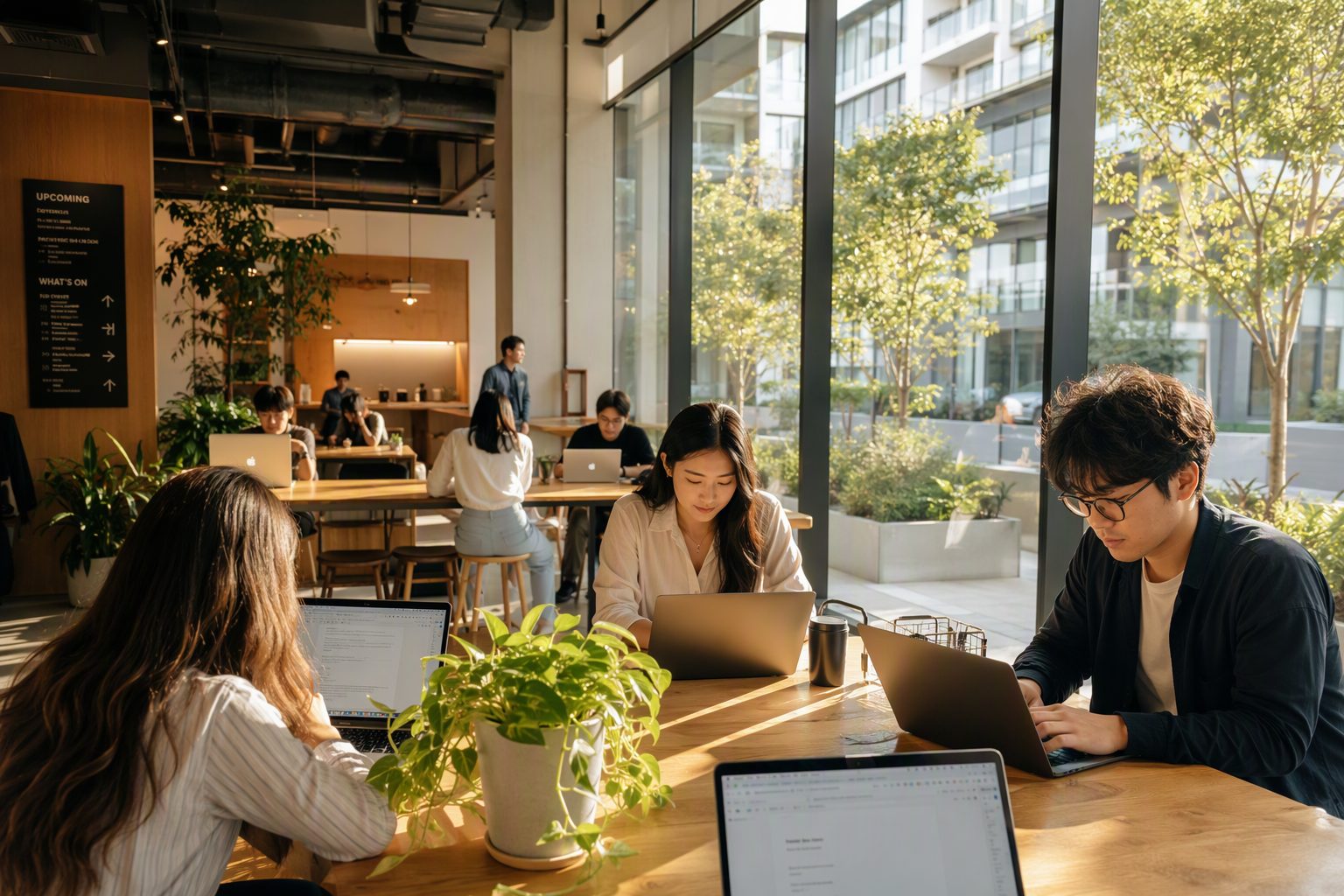 Co-working lounge in the office tower